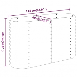 Donica ogrodowa, malowana proszkowo stal, 114x40x68 cm, srebrna