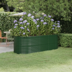 Donica ogrodowa, malowana proszkowo stal, 224x80x68 cm, zielona