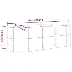 Donica ogrodowa, malowana proszkowo stal, 224x80x68 cm, szara