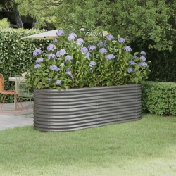 Donica ogrodowa, malowana proszkowo stal, 224x80x68 cm, szara