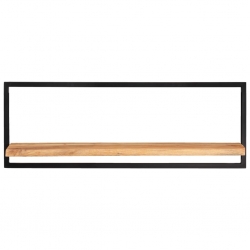 Półki ścienne, 2 szt, 100x24x35 cm, lite drewno akacjowe i stal