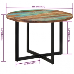 Stół do jadalni, 110x75 cm, lite drewno z odzysku