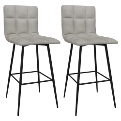 Stołki barowe, 2 szt., jasnoszare, obite aksamitem