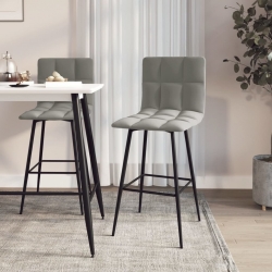 Stołki barowe, 2 szt., jasnoszare, obite aksamitem