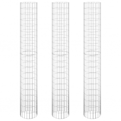 Okrągłe donice gabionowe, podniesione, 3 szt., stal, Ø30x200 cm