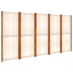 Parawan 5-panelowy, kremowy, 350 x 180 cm