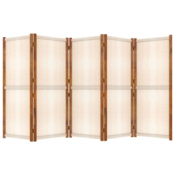 Parawan 5-panelowy, kremowy, 350 x 180 cm