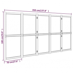 Parawan 5-panelowy, kremowy, 350 x 180 cm