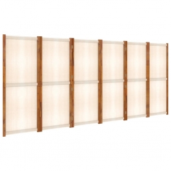 Parawan 6-panelowy, kremowy, 420 x 180 cm
