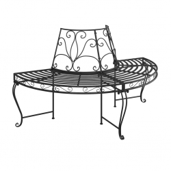 Półokrągłe ławki pod drzewo, 2 szt., Ø160 cm, czarne, stalowe