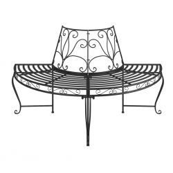 Półokrągłe ławki pod drzewo, 2 szt., Ø160 cm, czarne, stalowe