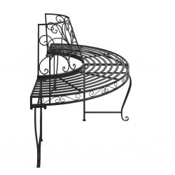 Półokrągłe ławki pod drzewo, 2 szt., Ø160 cm, czarne, stalowe