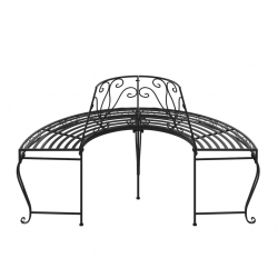 Półokrągłe ławki pod drzewo, 2 szt., Ø160 cm, czarne, stalowe