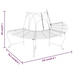 Półokrągłe ławki pod drzewo, 2 szt., Ø159 cm, czarne, stalowe