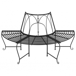 Ławka pod drzewo, półokrągła, Ø159 cm, czarna, stalowa