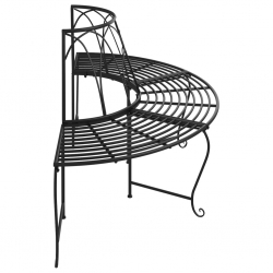Ławka pod drzewo, półokrągła, Ø159 cm, czarna, stalowa