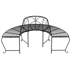 Ławka pod drzewo, półokrągła, Ø159 cm, czarna, stalowa