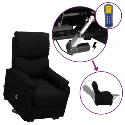Rozkładany fotel ułatwiający wstawanie, czarny, tkanina