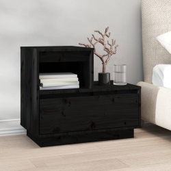 Szafki nocne, 2 szt., czarne, 60x34x51 cm, lite drewno sosnowe
