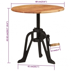 Stolik boczny, 60x(42-62) cm, lite drewno akacji i żeliwo