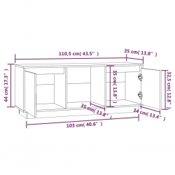 Szafka pod telewizor, 110,5x35x44 cm, lite drewno sosnowe