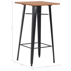 Stolik barowy, czarny, 60x60x108 cm, lite drewno sosnowe i stal