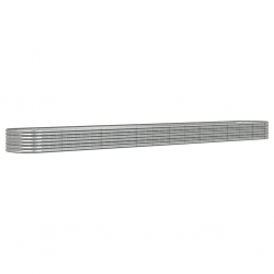 Donica ogrodowa, malowana proszkowo stal, 620x80x36 cm, srebrna