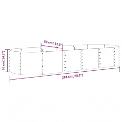 Donica ogrodowa, malowana proszkowo stal, 224x80x36 cm, zielona