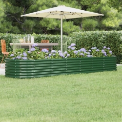 Donica ogrodowa, malowana proszkowo stal, 296x80x36 cm, zielona