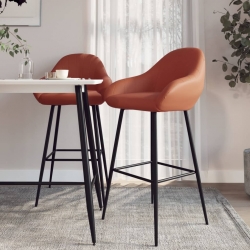 Stołki barowe, 2 szt., jasnobrązowe, sztuczna skóra