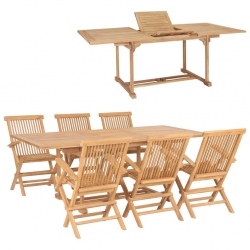 7-cz. zestaw mebli do ogrodu, 150-200x100x75 cm, drewno tekowe