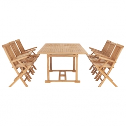 7-cz. zestaw mebli do ogrodu, 150-200x100x75 cm, drewno tekowe