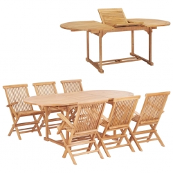 7-cz. zestaw mebli do ogrodu, 150-200x100x75 cm, drewno tekowe