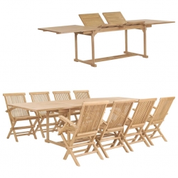 9-cz. zestaw mebli do ogrodu, 180-280x100x75 cm, drewno tekowe