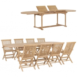 9-cz. zestaw mebli do ogrodu, 180-280x100x75 cm, drewno tekowe