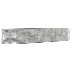 Donica ogrodowa, malowana proszkowo stal 396x100x68 cm, srebrna