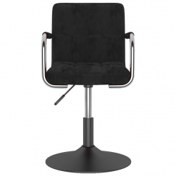 Obrotowe krzesła stołowe, 6 szt., czarne, obite aksamitem