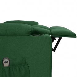Elektryczny fotel rozkładany, ciemnozielony, obity tkaniną