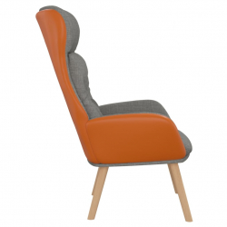 Fotel wypoczynkowy, jasnoszary, tkanina i PVC
