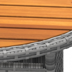 Stolik ogrodowy, Ø80x75 cm, drewno akacjowe i rattan PE, szary