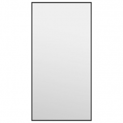 Lustro na drzwi, czarne, 30x60 cm, szkło i aluminium