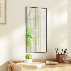Lustro na drzwi, czarne, 30x60 cm, szkło i aluminium