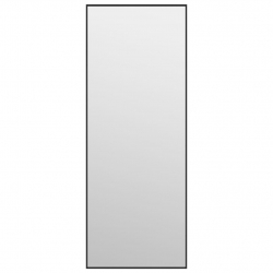 Lustro na drzwi, czarne, 30x80 cm, szkło i aluminium