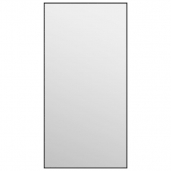 Lustro na drzwi, czarne, 40x80 cm, szkło i aluminium
