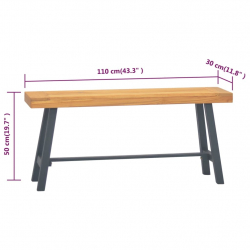 Ławka, 110 cm, lite drewno tekowe