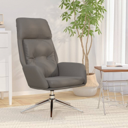 Krzesło wypoczynkowe, szare, skóra naturalna