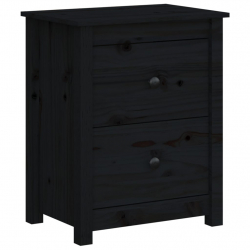 Szafka nocna, czarna, 50x35x61,5 cm, lite drewno sosnowe