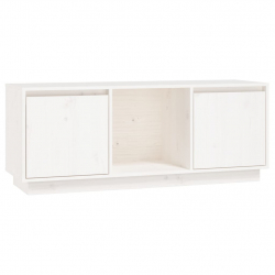 Szafka pod TV, biała, 110,5x35x44 cm, lite drewno sosnowe