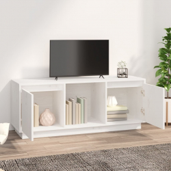 Szafka pod TV, biała, 110,5x35x44 cm, lite drewno sosnowe
