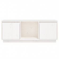 Szafka pod TV, biała, 110,5x35x44 cm, lite drewno sosnowe
